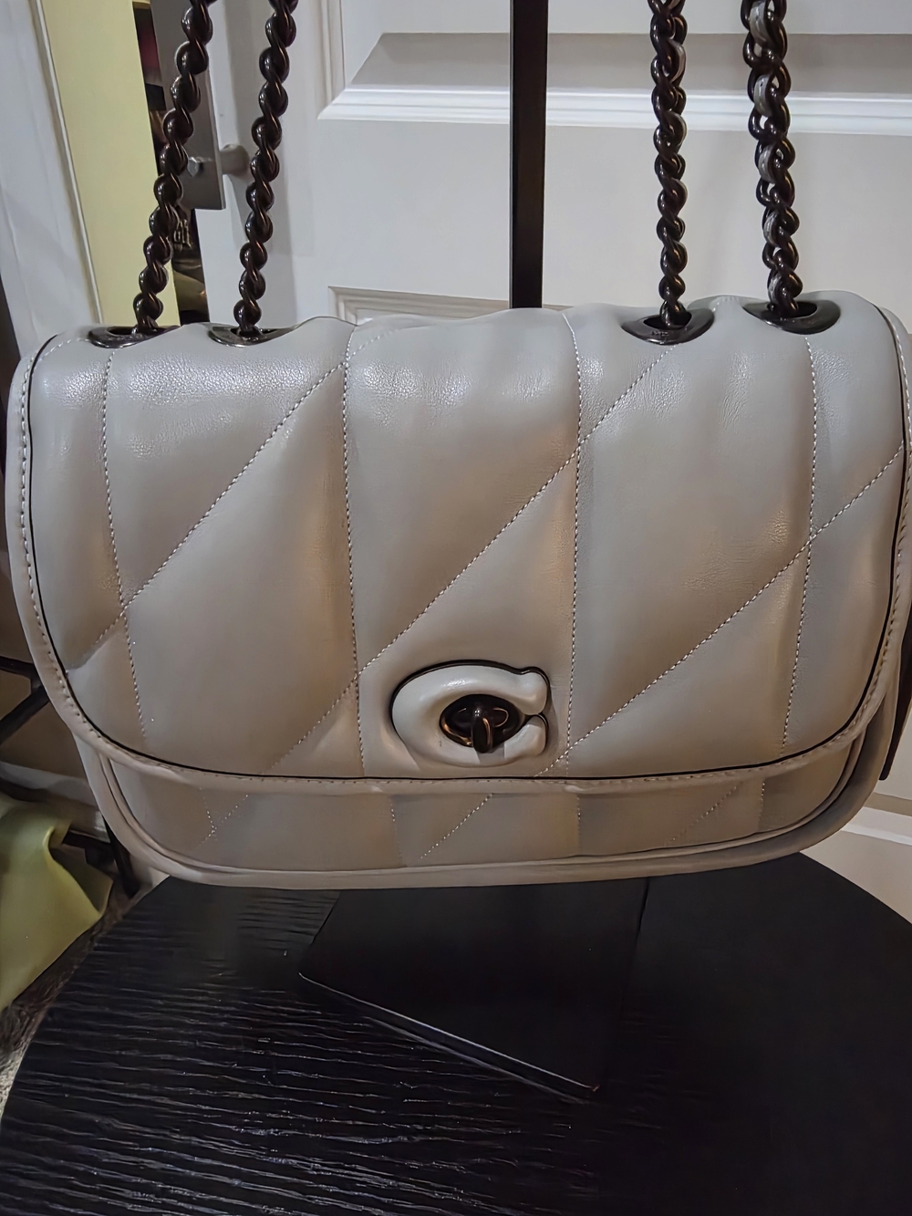 NWOT COACH Large Pillow Madison Quilted Shoulder Bag in Light Gray